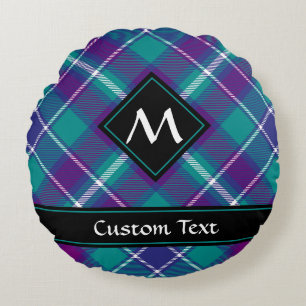 Coussins Ronds Tartan vert de mer, violet et bleu