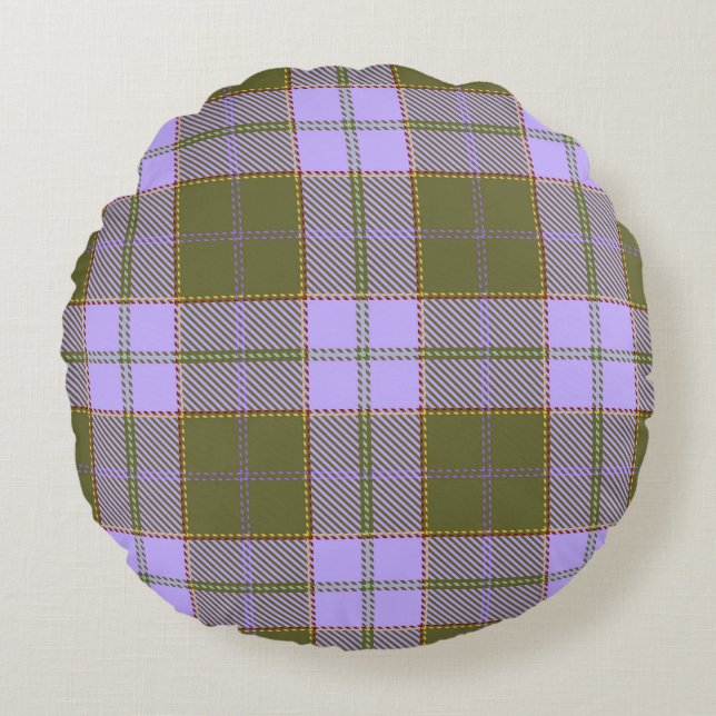 Coussins Ronds Tartan vert et violet Plaid écossais sans fil Pa (Devant)