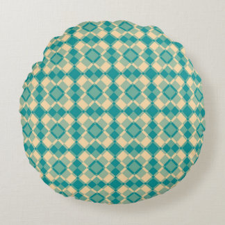 Coussins Ronds Teal Yellow Checker Argyle Pattern