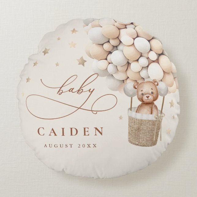 Coussins Ronds Teddy Bear Genre Neutre Baby shower Nursery Cadeau (Devant)