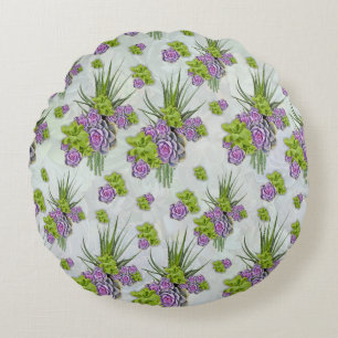 Coussins Ronds Teintes succulentes de la mer Vert & Lavande