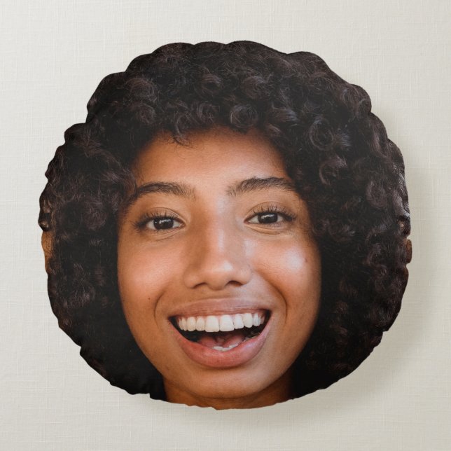 Coussins Ronds Téléchargement de la photo Selfie | Votre Fun Face (Devant)