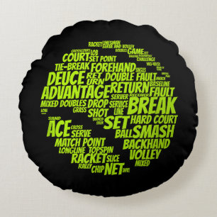 Coussins Ronds Termes Tennis Joueur De Tennis Jouer Tennis Ball