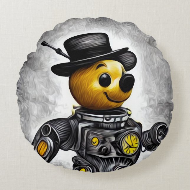 Coussins Ronds Terminator Pooh dans un Casquette (Devant)