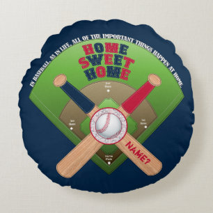 Coussins Ronds Terrain De Baseball, Accueil 02-Round Throw Pillow