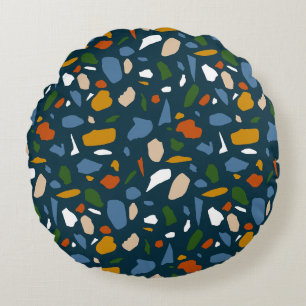 Coussins Ronds Terrazzo bleu Motif