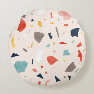 Coussins Ronds Terrazzo coloré : fragments rocheux sans soudure.