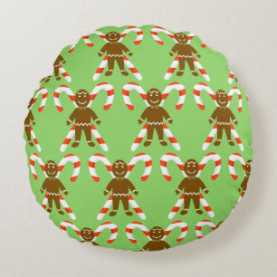 Coussins Ronds Tête de Biscuit de Noël Oreiller Réversible