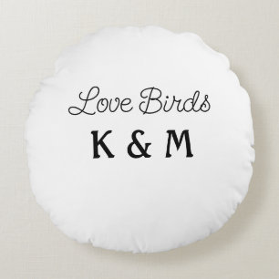 Coussins Ronds texte simple minimaliste ajoutez votre nom oiseaux