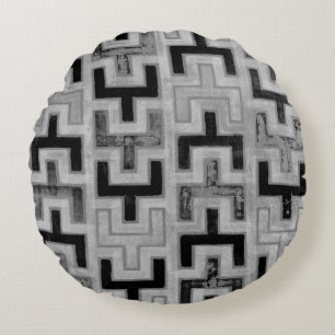 Coussins Ronds Textile de boue africain avec Motifs géométriques