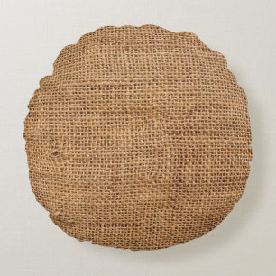 Coussins Ronds Texture Brown du sac de tissu Burlap