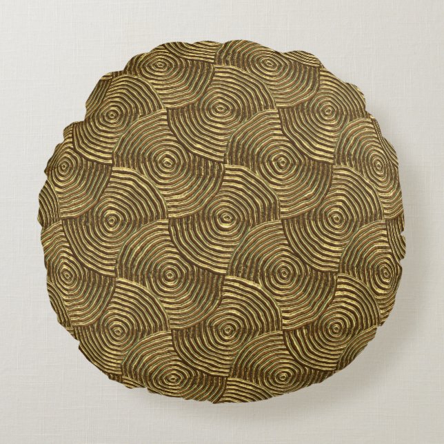 Coussins Ronds Texture Cercle d'or : Abstrait sans joint. (Devant)