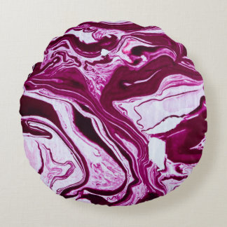 Coussins Ronds Texture de marbre magenta : Art Abstrait des fluid