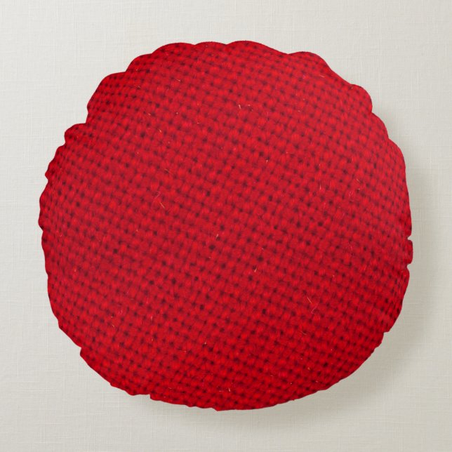 Coussins Ronds Texture dynamique de tissu rouge (Devant)