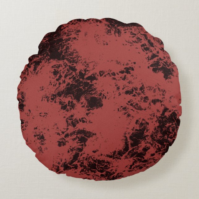 Coussins Ronds Texture en marbre rouge en terre cuite (Devant)