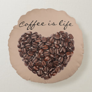 Coussins Ronds Thème des fèves de café