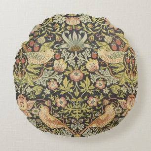 Coussins Ronds Thierry de fraises par William Morris, Art Vintage