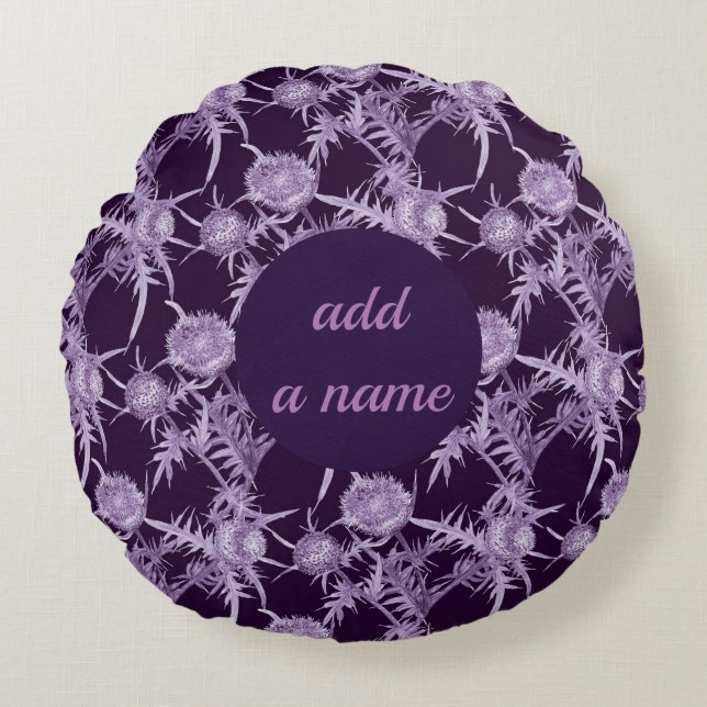 Coussins Ronds THISTTLE violet motif (Devant)