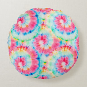 Coussins Ronds Tie Dye Spiral. Belle Aquarelle Dirty Art. Sw