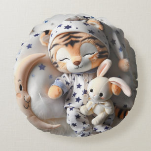 Coussins Ronds Tiger avec lapin, collection par Natasha Us