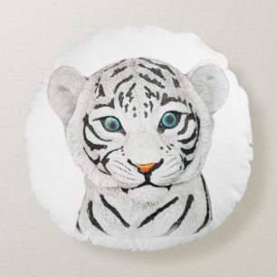 Coussins Ronds Tigre blanc croustillant - Art faunique mignon