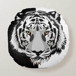 Coussins Ronds Tigre noir blanc