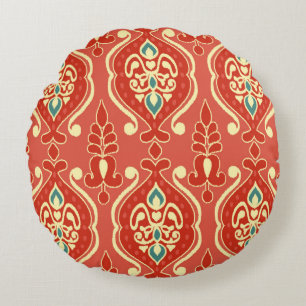Coussins Ronds Tissu Ikat artisanal. Un motif sans couture ethniq