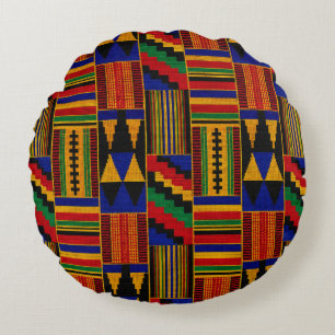 Coussins Ronds Tissu Kente de style africain