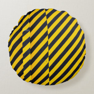 Coussins Ronds Tissu rayé jaune et noir