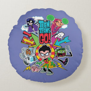 Coussins Ronds Titans Ados, allez !   Graphique Flèche d'équipe