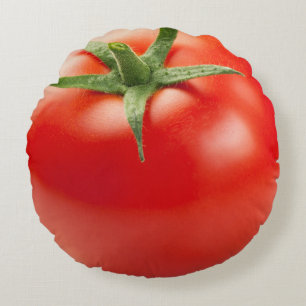 Coussins Ronds Tomate rouge fraîche d'isolement sur l'arrière -