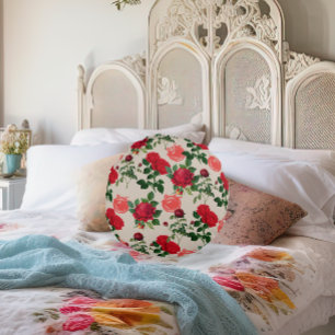 Coussins Ronds Tomato Girl Aesthétique Vintage Rose de légumes