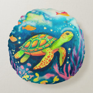 Coussins Ronds Tortue à peinture