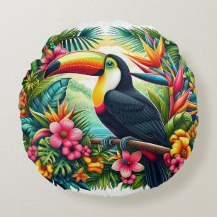 Coussins Ronds Toucan tropical/jungle oiseau