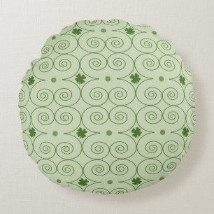 Coussins Ronds Tourbillon Vert et Motif Trèfle
