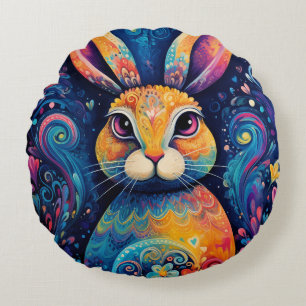 Coussins Ronds Tourbillons et coeurs Bleu