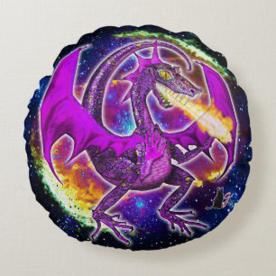 Coussins Ronds Tourmaline Dragon Cosmique 