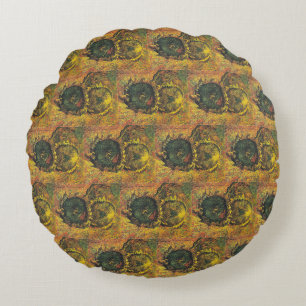 Coussins Ronds Tournesols de Van Gogh - Art floral doré vintage