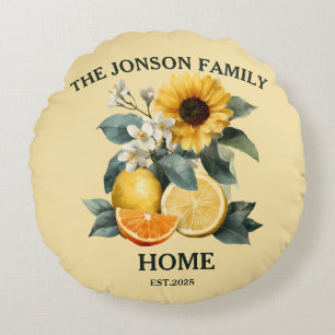 Coussins Ronds Tournesols et agrumes