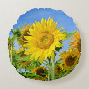 Coussins Ronds Tournesols jaunes radieux