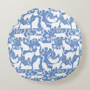 Coussins Ronds Tous les chats motif.w.bx4 L Bleu BG