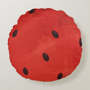 Coussins Ronds Tranche de pastèque géante à l'aquarelle mignonne