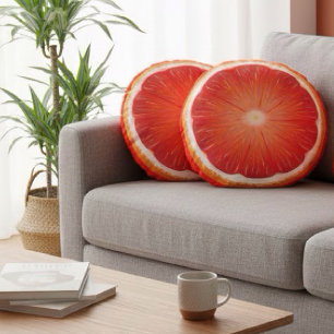 Coussins Ronds Tranche de pomelo grapefruit