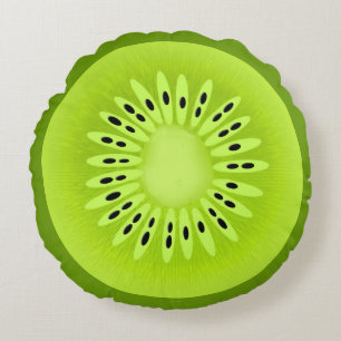 Coussins Ronds Tranches de fruits stylisées de Kiwi