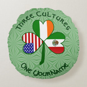 Coussins Ronds Trèfle personnalisé Mexique Irlande États-Unis
