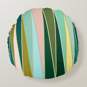 Coussins Ronds Triangles modernes du milieu du siècle, Aqua et Em