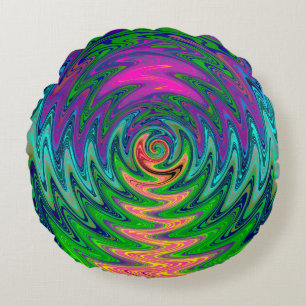 Coussins Ronds Trippy Tourbillonnant Rainbow