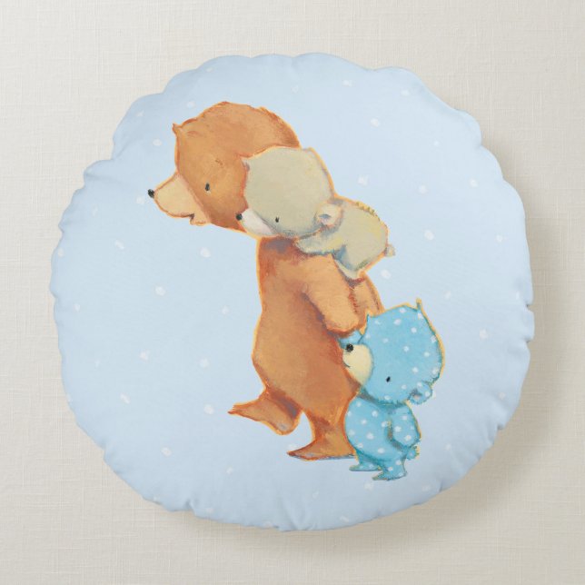 Coussins Ronds Trois amis adorables d'ours (Devant)