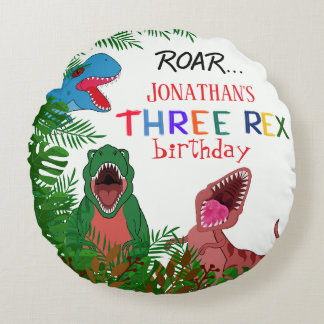 Coussins Ronds Trois Rex 3ème anniversaire Jurassique