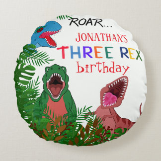 Coussins Ronds Trois Rex Kid's 3e anniversaire Jurassique